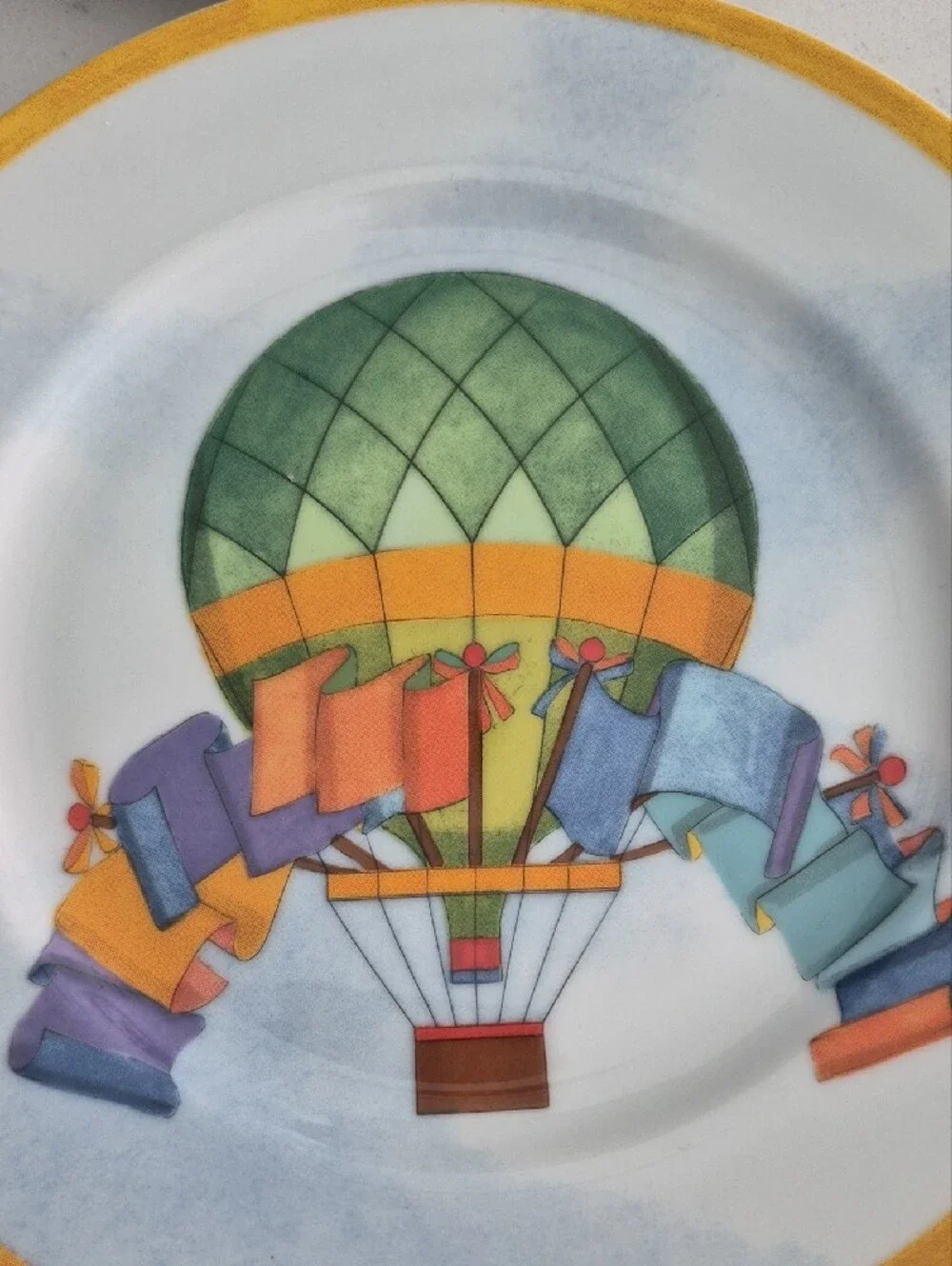 Williams Sonoma Hot Air Balloon Dessert Plates — Blue, Yellow, Green, Red 8